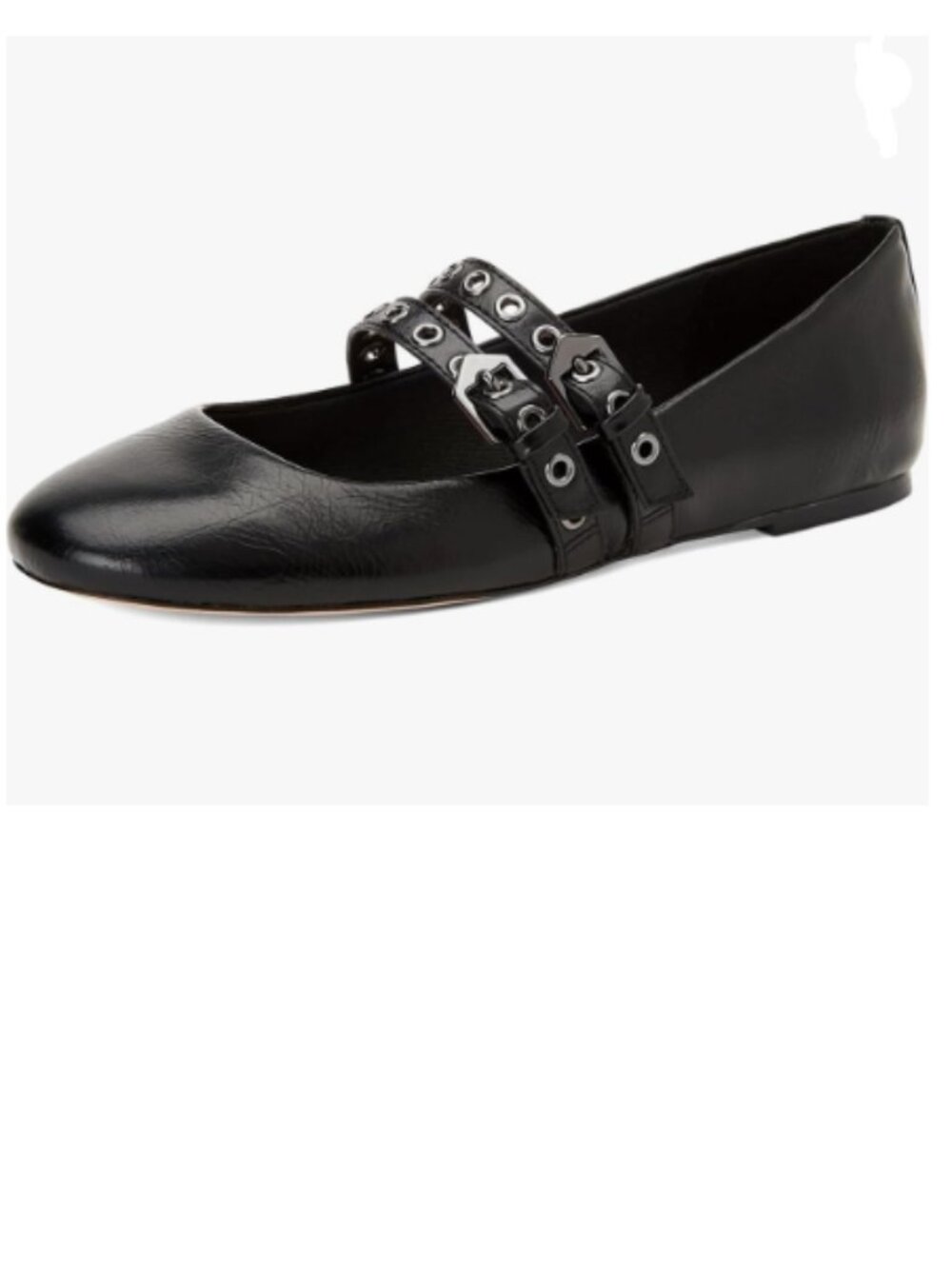 XYD Black Girl Cute Round Toe Mary Jane Flats Dual Buckles Straps with Grommet